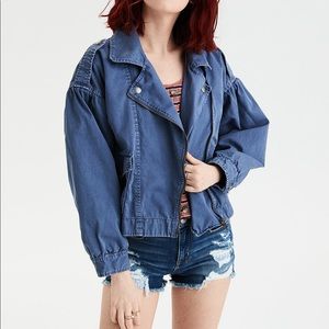 American Eagle Anorak Moto Jacket Puff Sleeves